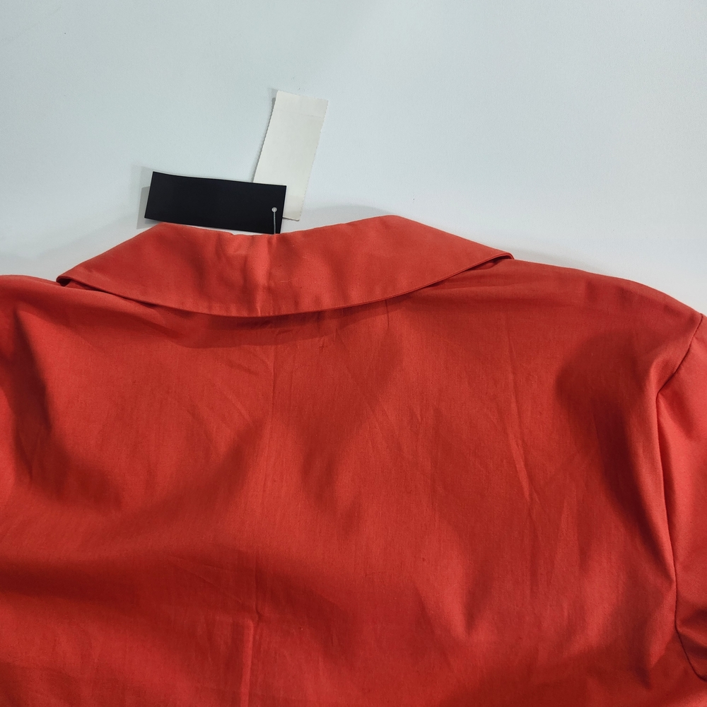 Natori Women's Collared Tunic Blouse Size S Cotton Poplin Tie Front Orange 01 - Picture 13 of 16